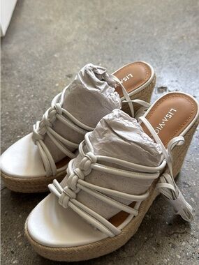 White Braided Espadrille Wedge Sandals